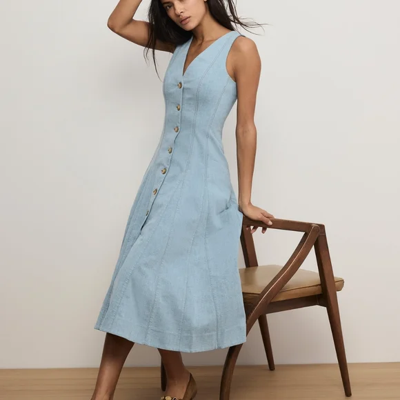 Big Sale! Veronica Beard Lou Pleated Midi Dress - Picture 4 of 12